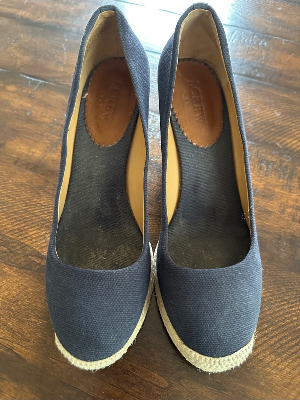 J. Crew Navy Canvas Espadrille Wedges